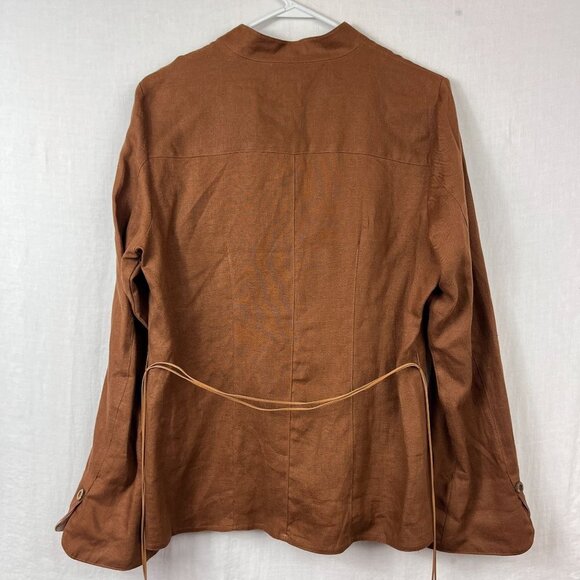 Tweeds 100% Linen Wide Leg Pant Jacket Set Women 12 Minimalist Lagenlook Neutral - Picture 9 of 16